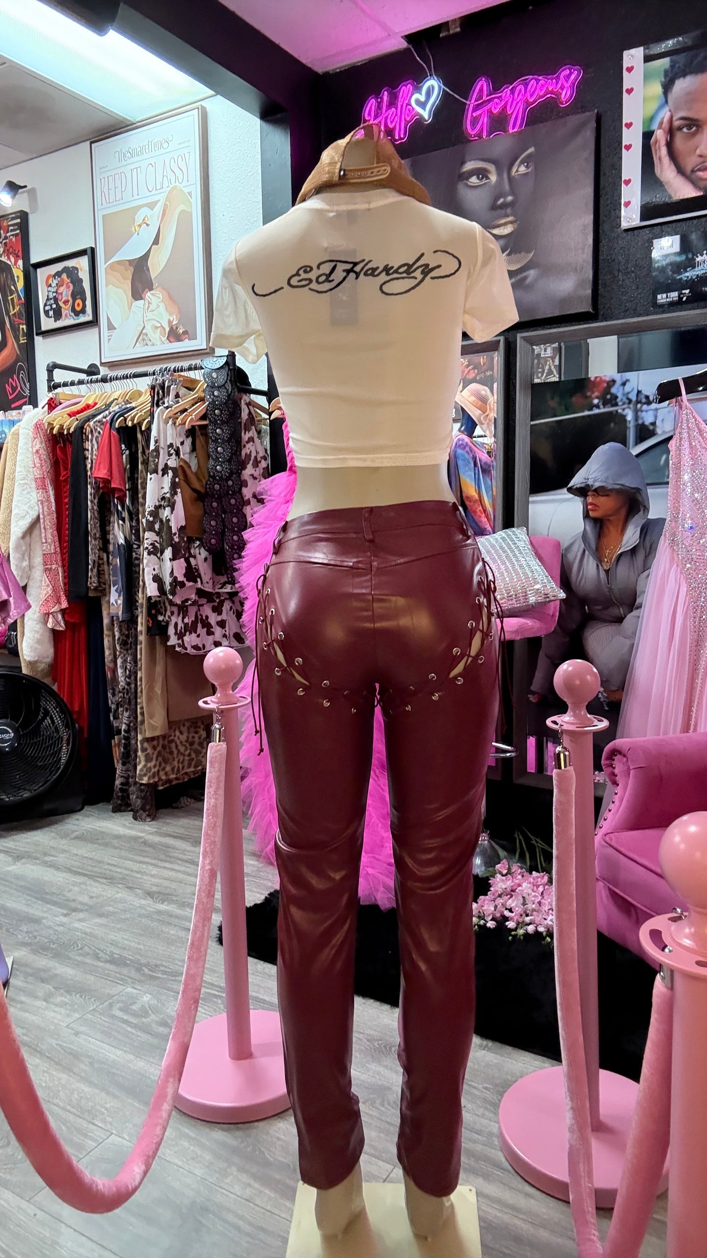 Western Leather Pants Merlot