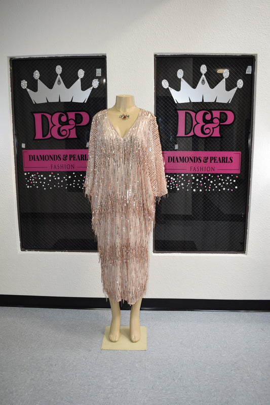 Champagne Fringe Couture Gown – One-of-a-Kind from the Dallas Fashion Week Collection