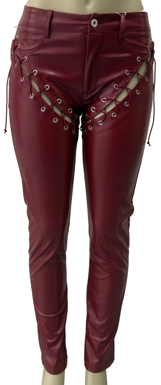 Western Leather Pants Merlot