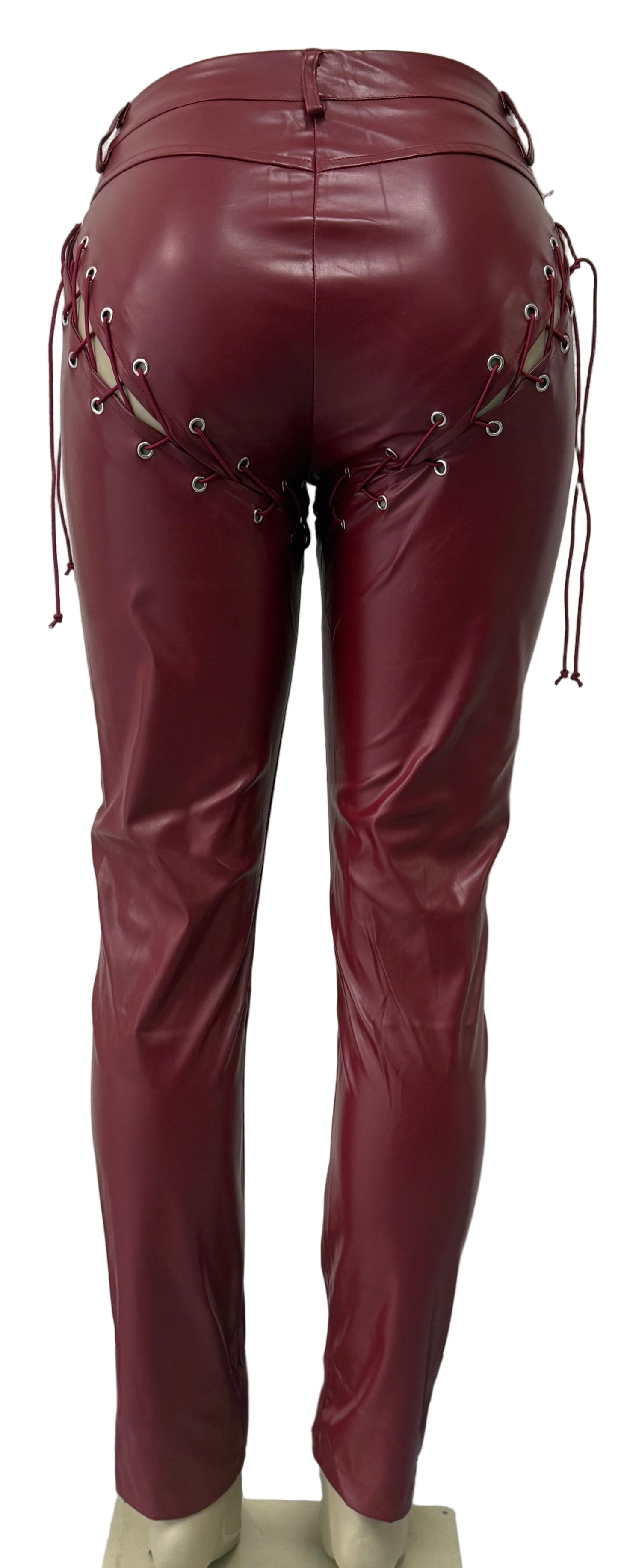 Western Leather Pants Merlot