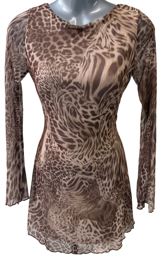 Sheer Leopard Print Midi Dress